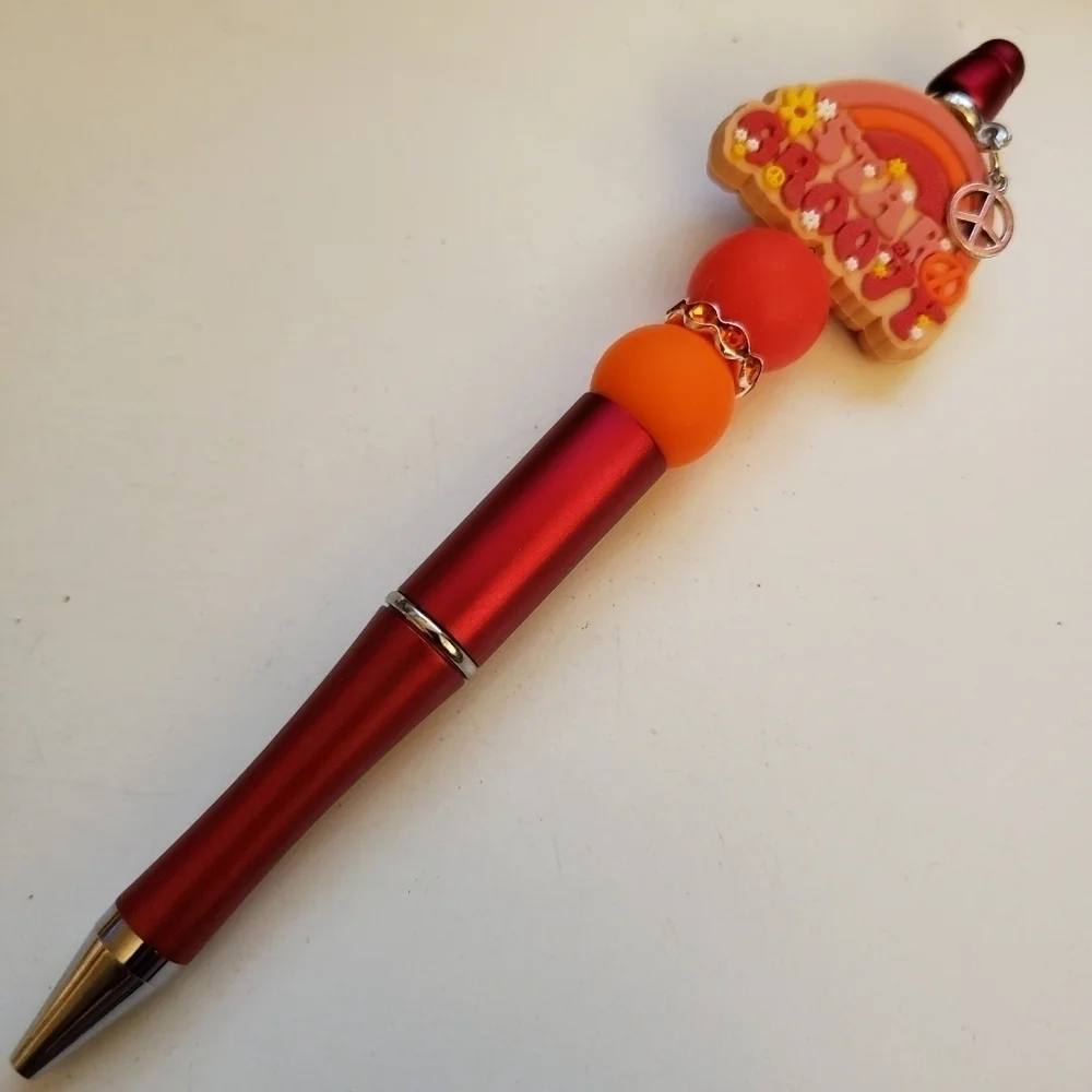 Handmade Stay Groovy Peace Beaded Silicone Focal Bead Pen